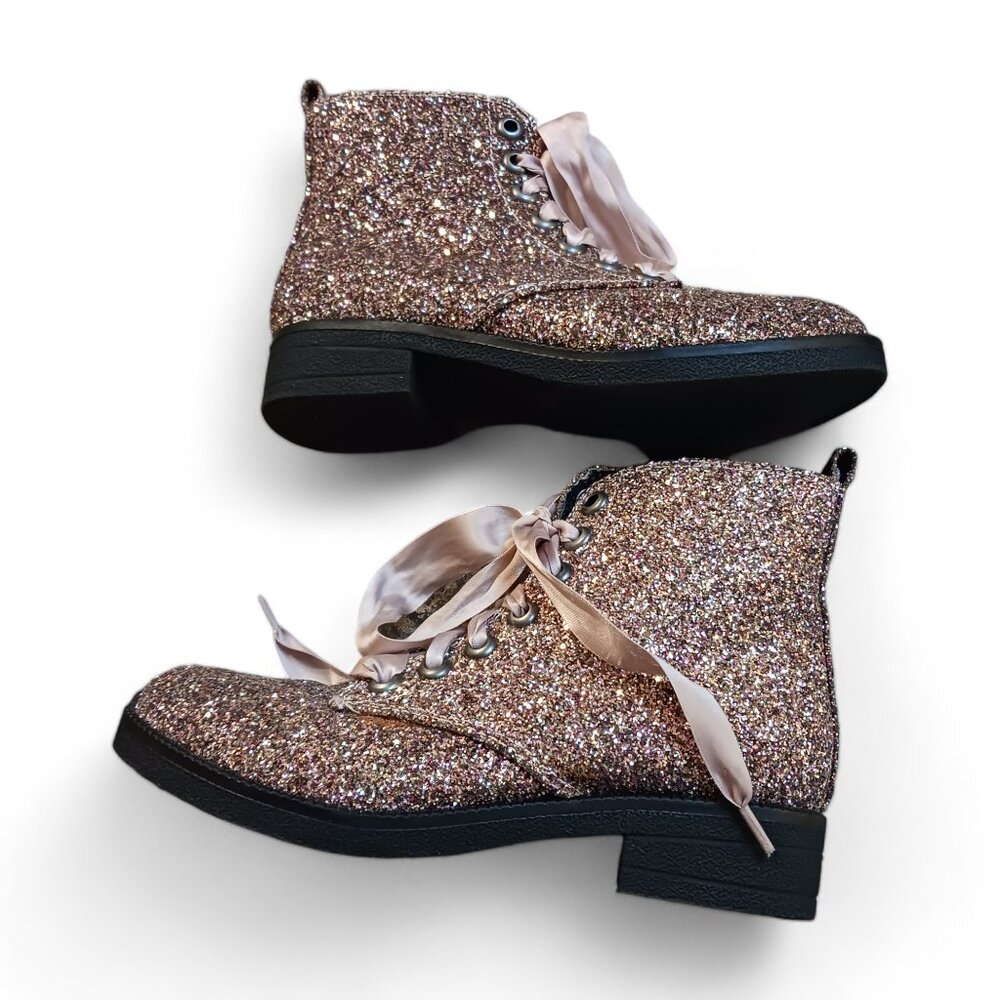 Dirty Laundry Pink Glitter Combat Boots - Picture 7 of 16